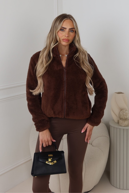Megan chocolate fleece zip jacket