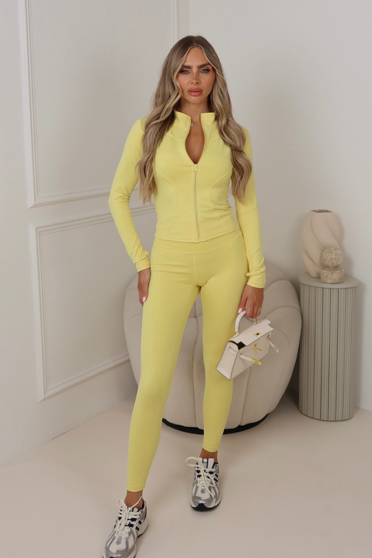 Carly lemon zip jacket and legging activewear