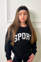 Mini black sport embroidered sweater