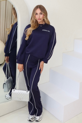 Apres ski navy sweater & flared pants loungewear