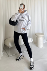 Wellness Club marl grey embroidered hoodie