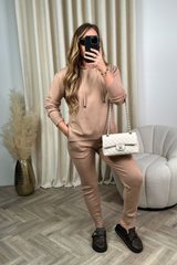 Tegan beige knit hoodie and leggings loungewear