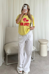 Bon appetite yellow Printed T-shirt
