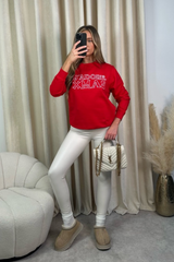 J'adore Xmas red embroidered sweater