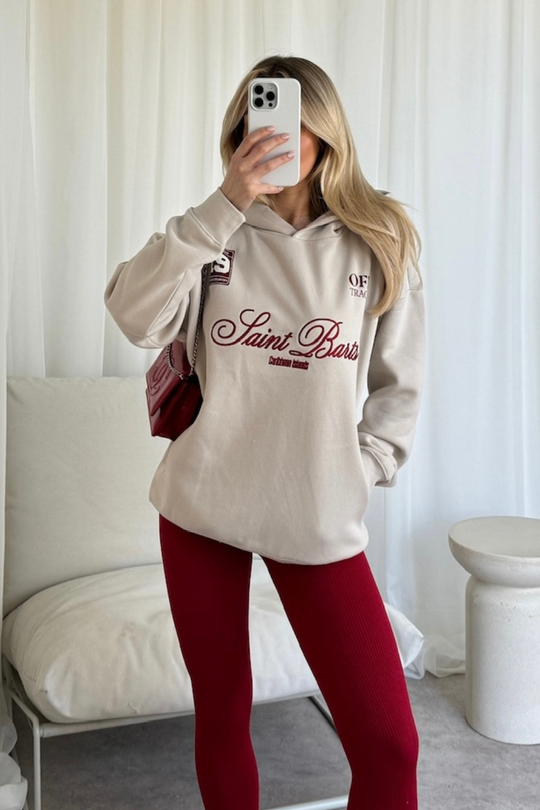 Saint barts bone embroidered hoodie and legging set