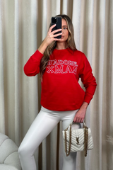 J'adore Xmas red embroidered sweater