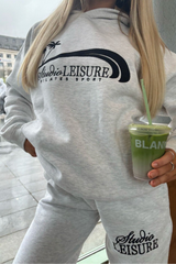 Studio Leisure pilates marl grey embroidered premium Hoodie