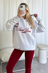 Saint barts marl grey and burgundy embroidered hoodie and legging set