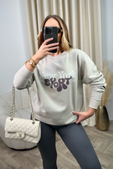 New York sport club bone printed sweater and legging set