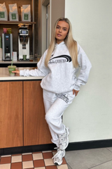 Studio Leisure pilates marl grey embroidered premium Hoodie