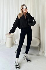 Kaitlyn black bomber jacket and legging set