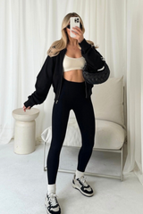 Kaitlyn black bomber jacket and legging set