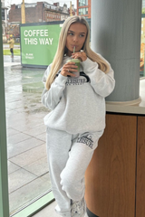 Studio Leisure cursive marl grey embroidered relaxed jogger