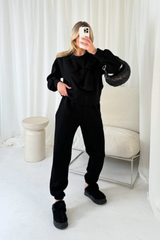 Aliyah black bow sweater jogger loungewear