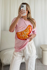 Tangerine Printed pink T-shirt