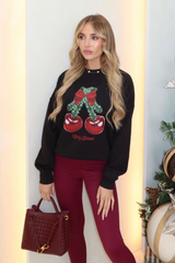 Merry kissmas black printed sweater
