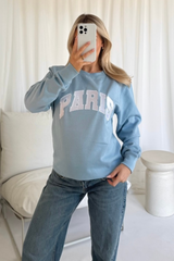 Paris blue embroidered sweater
