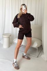 Gege chocolate embroidered sweater shorts loungewear