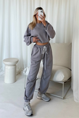 Alex grey rose sweater and jogger loungewear