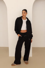 Black embroidered logo straight leg jogger