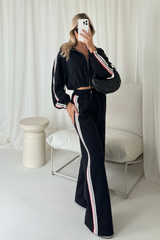 Nova black striped zip through lounge co ord
