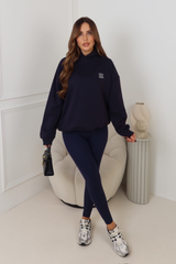 GEGE EMBROIDERED NAVY PREMIUM ESSENTIAL RELAXED HOODIE