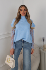 RACHEAL BLUE JUMPER WITH LACE SLEEVES