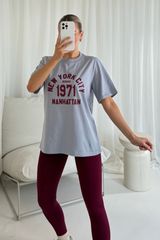 New York city faded blue printed heavyweight oversized t-shirt