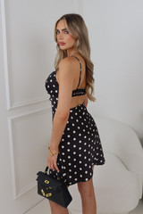 MILICA BLACK POLKA DOT CUT OUT BACK MINI DRESS