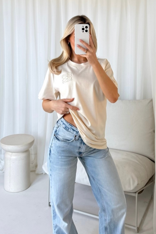 GeGe ecru embroidered t-shirt