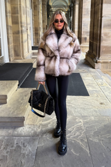 Paloma White Faux Fur Collared Jacket