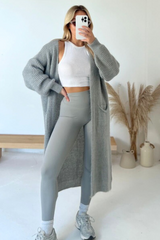 Eloise Grey Fine Knit Long Cardigan