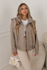 Hannah taupe tailored bomber jacket