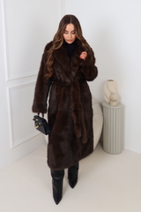Pipa chocolate long faux fur coat