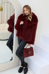 Olivia burgundy faux fur coat