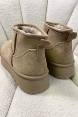 Penny beige platform ultra mini faux fur boots