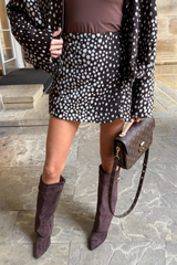 INARA CHOCOLATE DEER PRINT FURRY SKORT