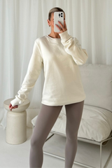 Laura ecru & taupe sweater and ultimate legging set