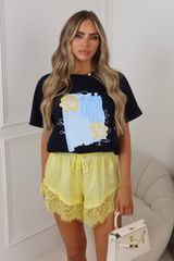 Fine line portrait navy printed heavyweight oversized t-shirt