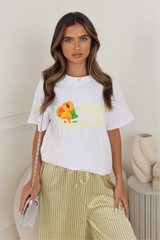 Peach white printed heavyweight oversized t-shirt