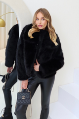 Lily black short faux fur jacket