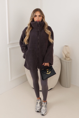 EVELYN CHARCOAL GREY ZIP UP FLEECE