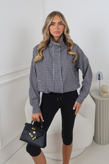 GRACE BLACK AND WHITE CHECK ZIP UP JACKET