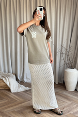 Ciao amigo back print faded khaki boxy t-shirt