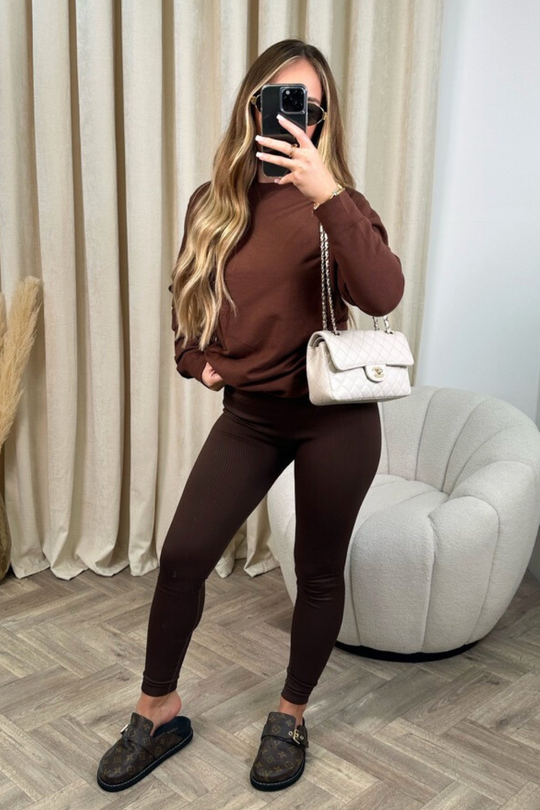 Kerris chocolate sweater and legging set