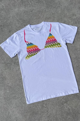 Zigzag bra white Printed T-shirt