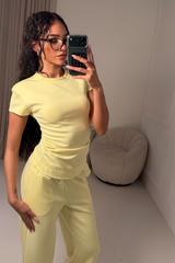 DAPHNE LEMON TOP AND TROUSER CO ORD TWO PIECE SET