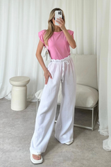 Eliza Baby Pink Shoulder Pad Box T-Shirt Shirts & Tops