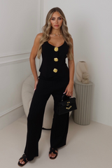 Kelly black knit vest & trouser co ord