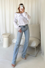 Lizzie white oversized frill collar shirt